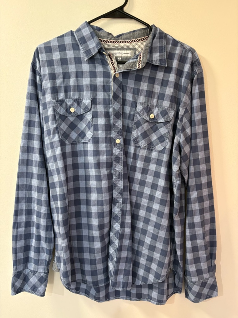 PD&C Men's Blue Plaid Button-Down Shirt